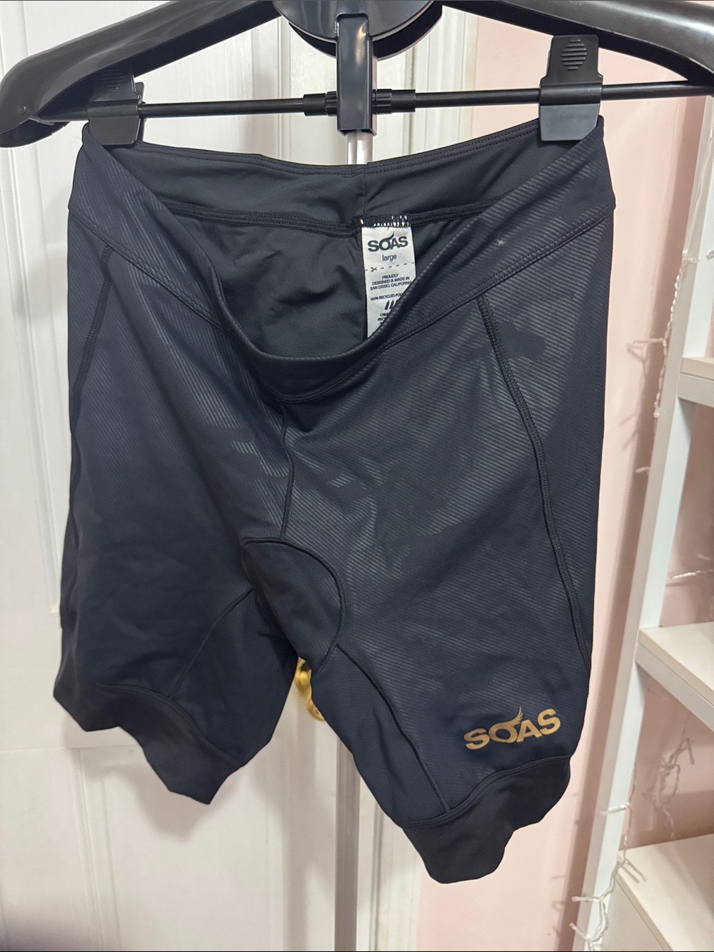 A OAS Black Women's Bike/Triathlon Shorts with Gold Logo